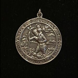 Large Antique Sterling silver Saint Christopher